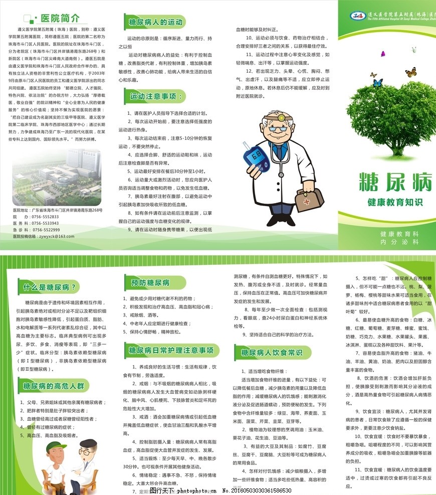 糖尿病健康教育知識折頁宣傳單 掌握健康管理，科學(xué)咨詢守護健康